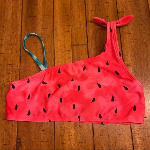 Cat & Jack Girl’s Watermelon 2-Piece Swimsuit, Sz L (10/12), Pink, Green Bikini - Picture 2 of 9